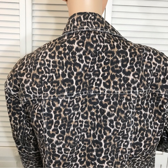 Free People Cropped Leopard Denim Jacket XS - Picture 8 of 12